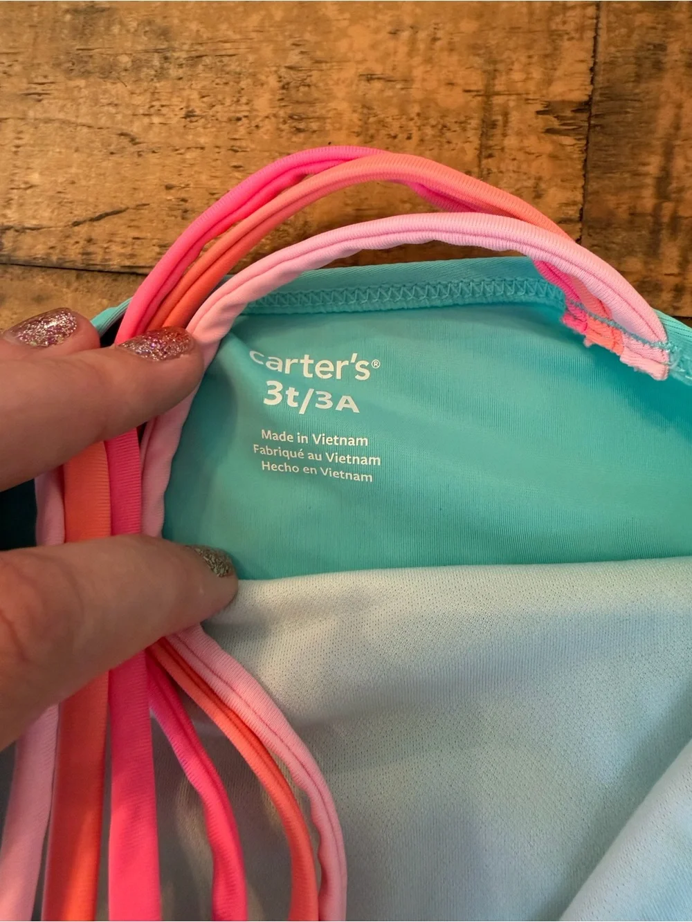 Carter's Aqua Tankini with Pink Straps
